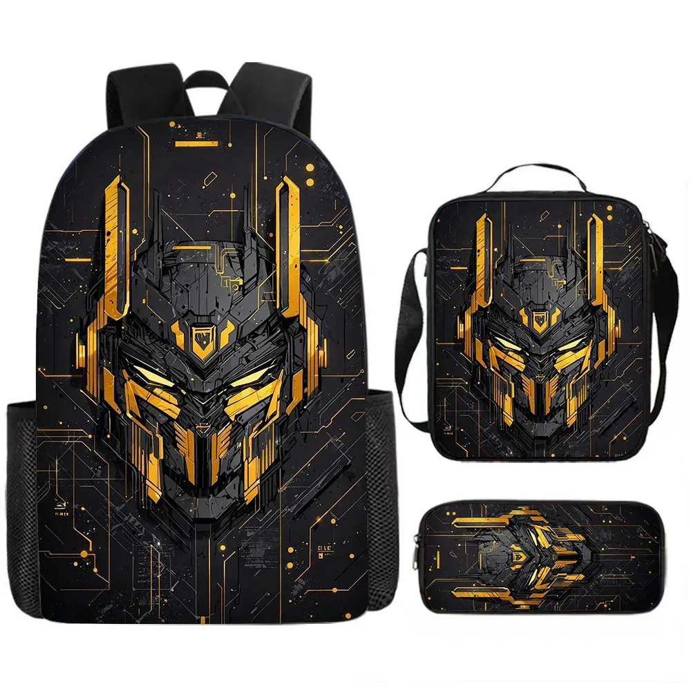 sacs d'école de luxe originaux et cool de style mécanique, imprimés en 3d, lot de 3 pièces : sac à dos pour ordinateur portable, sac à déjeuner et trousse à crayons