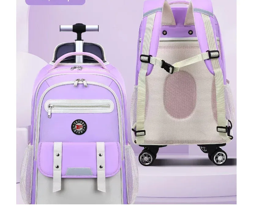 Valise à roulettes pour adolescentes, sac à dos à roulettes pour l'école, sac à roulettes de voyage, sac à dos à roulettes pour voyager