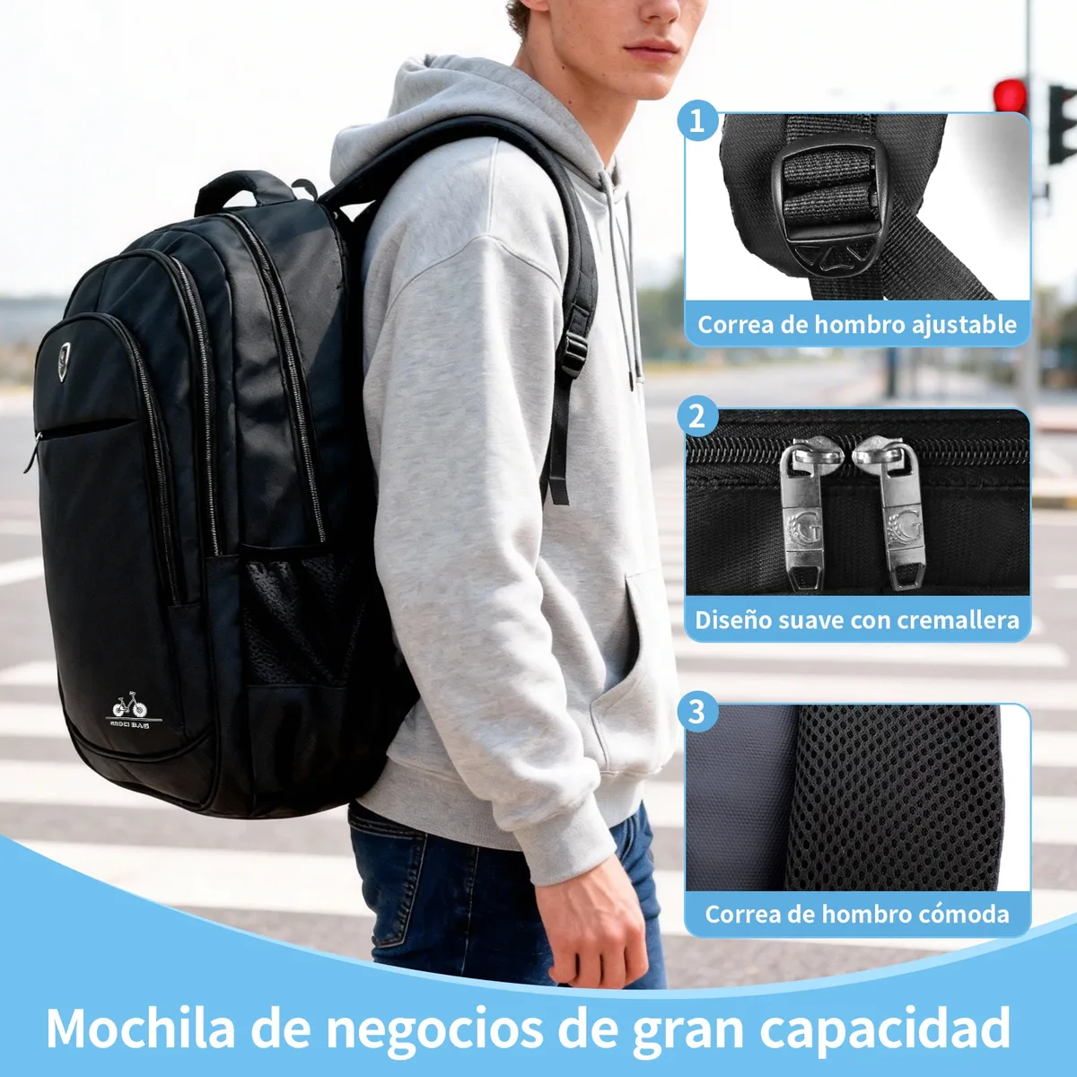 sac à dos pour ordinateur portable de 15,6 pouces, sac d'affaires de grande capacité pour hommes, sac à dos imperméable pour l'école et les voyages, sac à dos de sport décontracté avec port usb