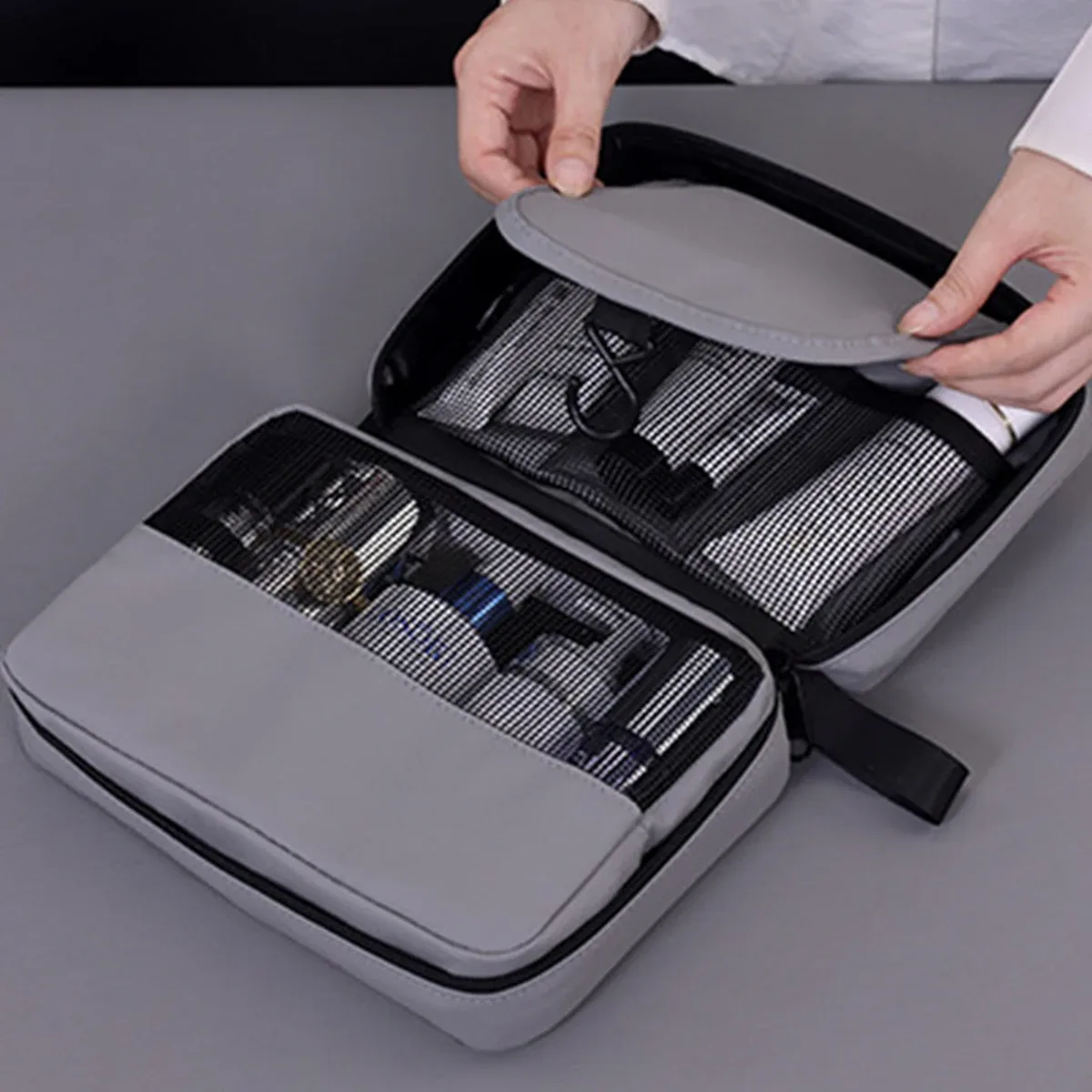 trousse de toilette pliable pour hommes, voyage d'affaires, plusieurs poches, étuis de maquillage cosmétiques, organisateur de rangement suspendu, sac de lavage