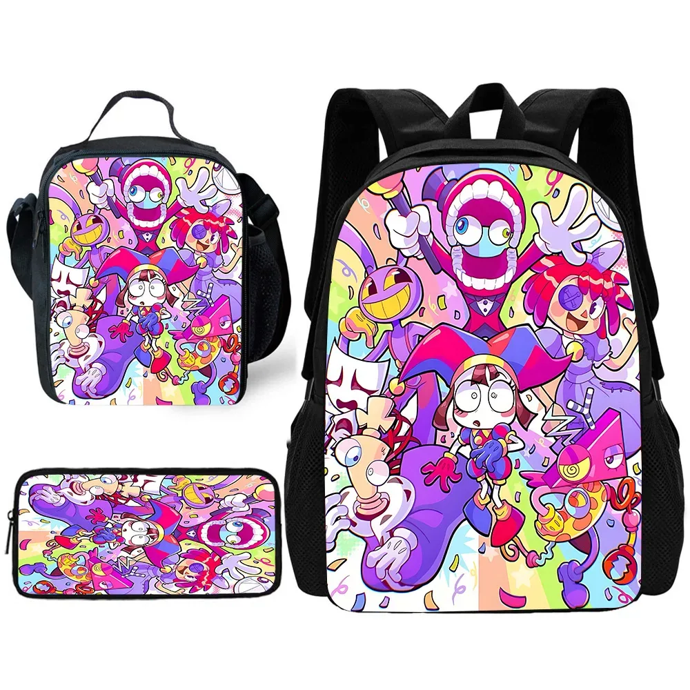 sac à dos d'école pour enfants cartoon a-amazings digitals circus avec sacs à déjeuner, sacs à crayons, sacs d'école pour garçons et filles, meilleur cadeau