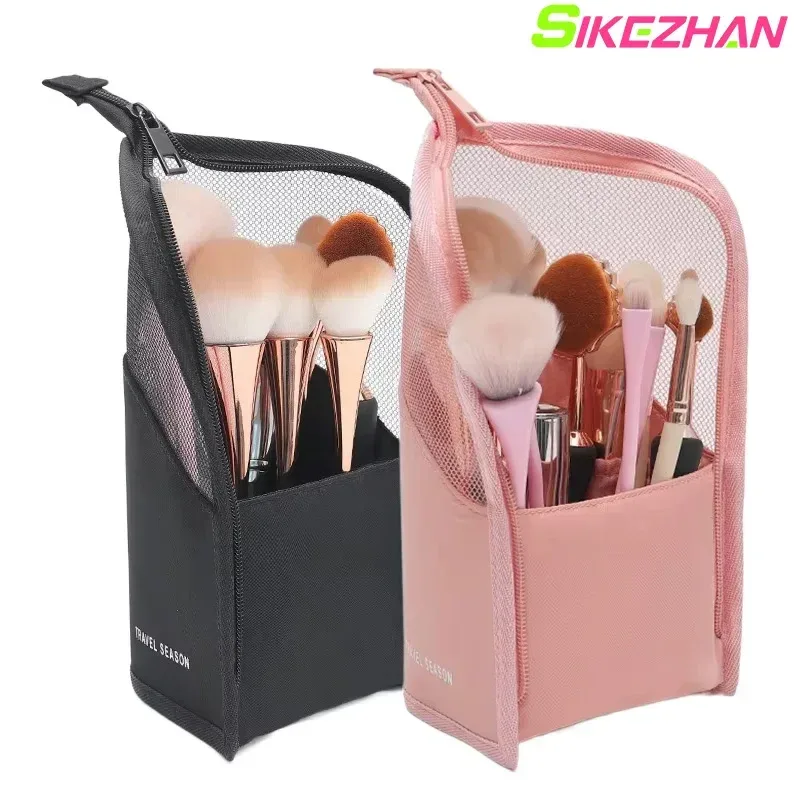1 pc support sac cosmétique pour femmes clair fermeture éclair sac de maquillage voyage femme maquillage porte-brosse organisateur trousse de toilette