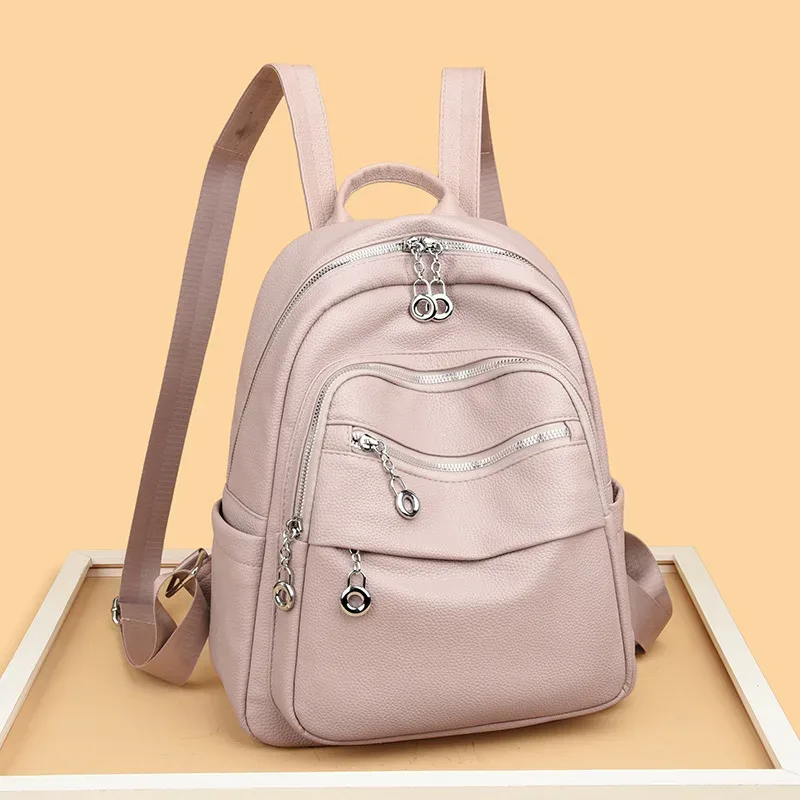 sac à dos multi-couches élégant en pu, grande capacité, simple, pour les trajets quotidiens et les étudiants