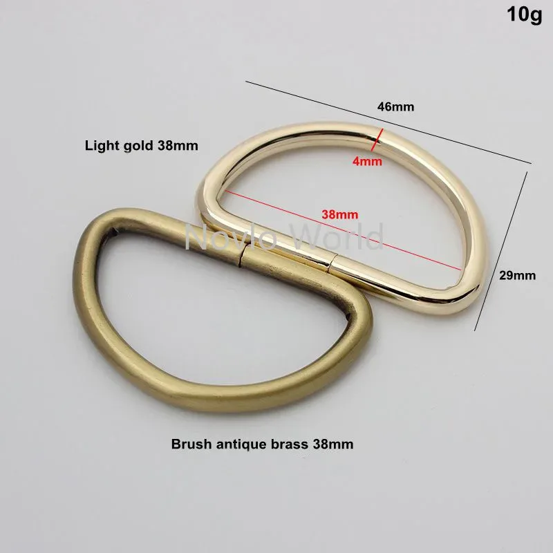 anneau en d non soudé en or rose, 50 pièces, 7 tailles, fil de 4.0mm, 16-20-25-32-38mm, pour valise, anneau en d à bord rond, accessoires pour sac à main