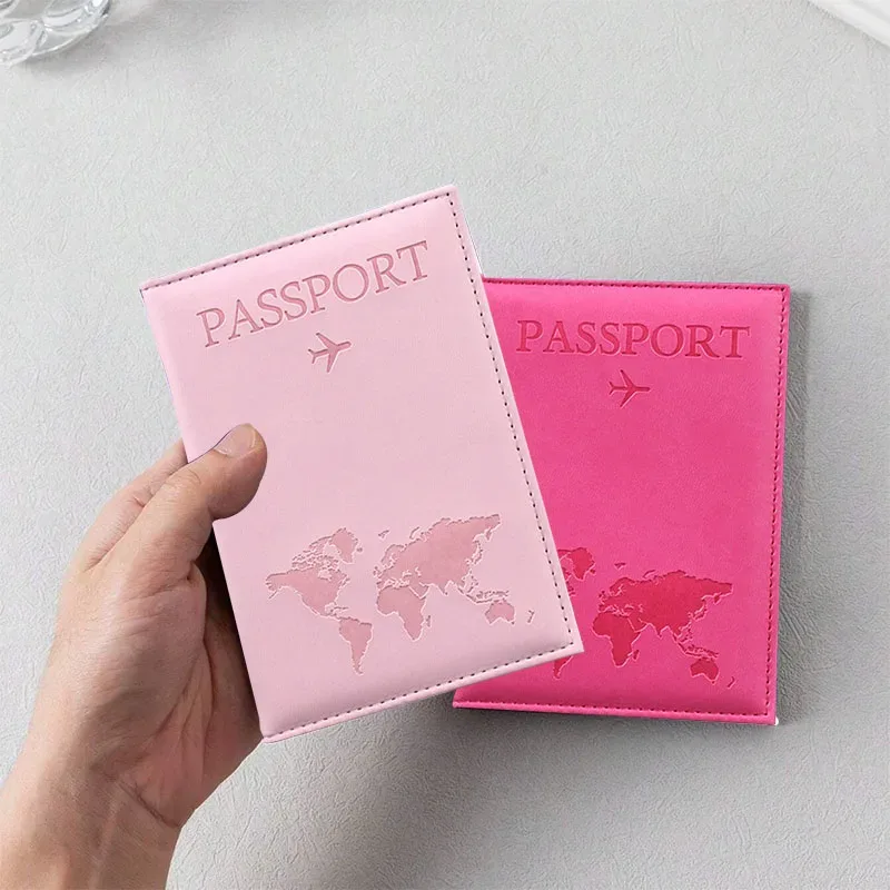 étui de voyage pour passeport en cuir pu avec carte du monde, pour hommes et femmes, organiseur - porte-cartes de protection, housses pour documents d'identité