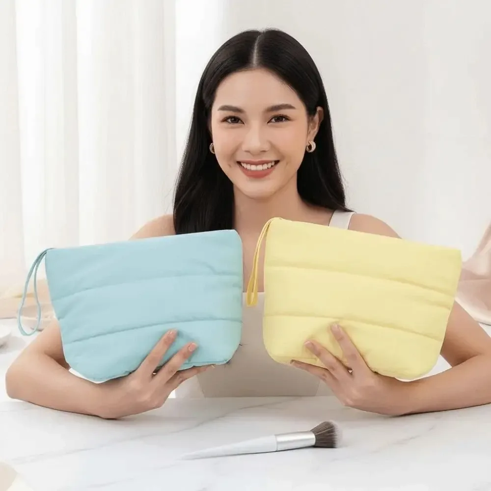 pochette de rangement couleur bonbon pour sac à main, grande capacité, pour maquillage, rouge à lèvres, serviettes hygiéniques, en coton doux
