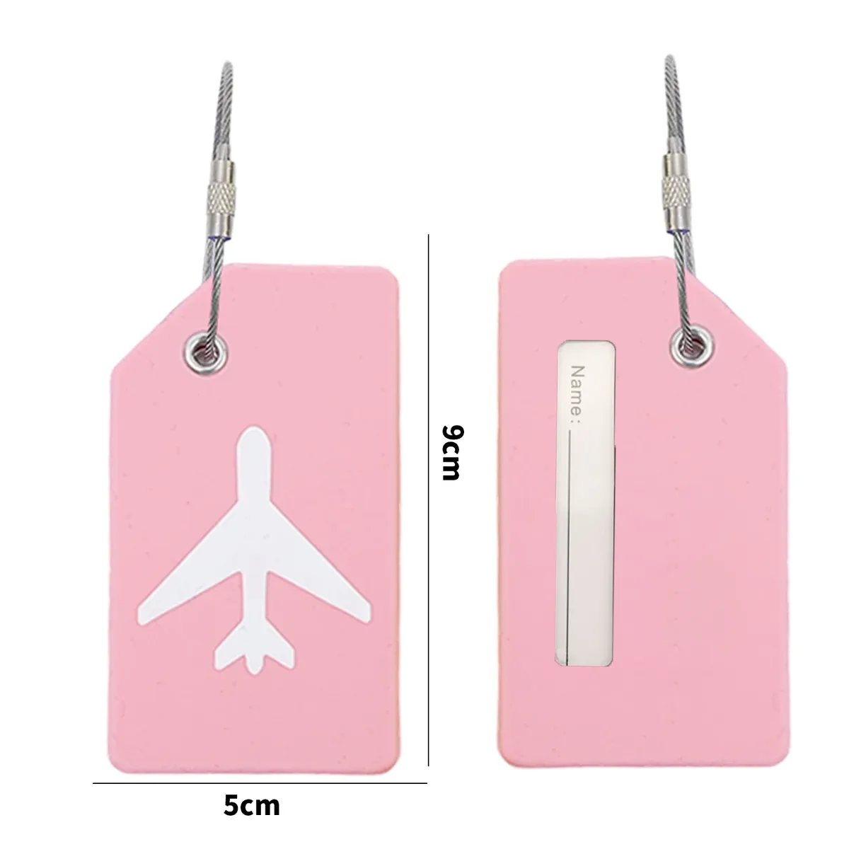 étiquettes de bagages en silicone pour valises, accessoires de voyage, porte-carte d'identité, boucle en acier inoxydable, identifiant de bagages, 1/5 pièces