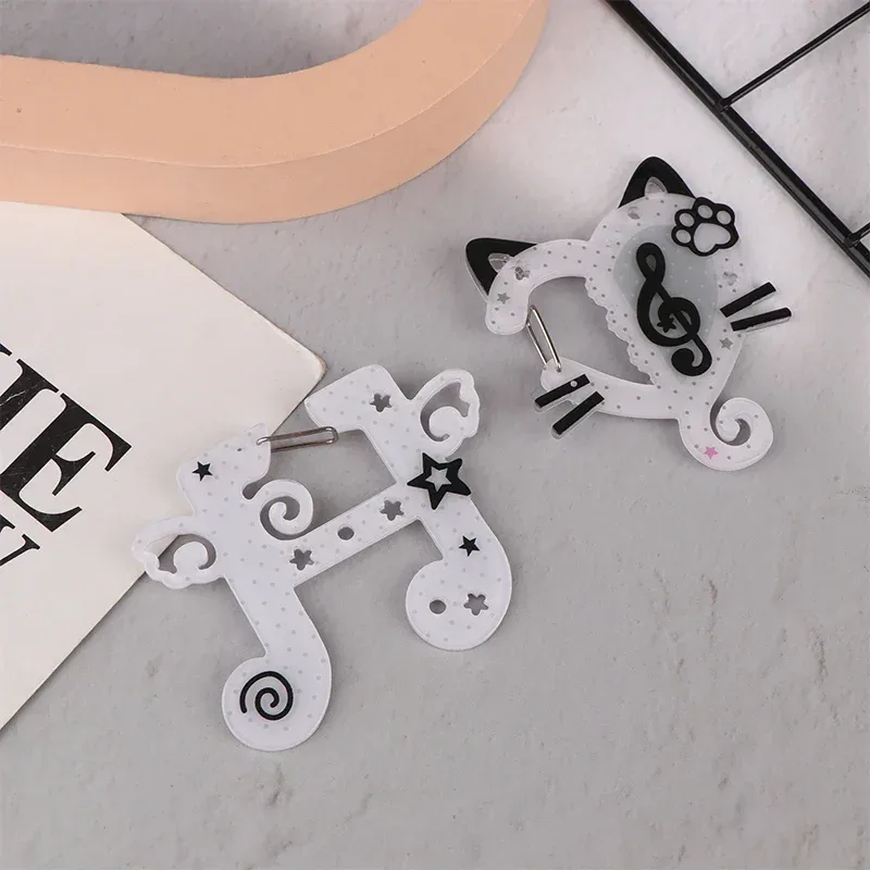 kawaii noir blanc notes illustration bibelots porte-clés sac breloques acrylique pendentif mousqueton sac à dos pendentif décoration cadeaux
