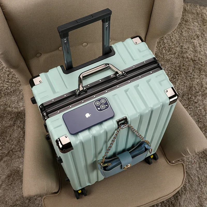 valise rigide à roulettes tendance, grande capacité, silencieuse, pour hommes et femmes, bagage de luxe à emporter à bord.