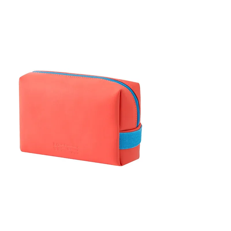 sac de maquillage portable en cuir pu, style ins, pochette cosmétique imperméable, sac de rangement léger multifonctionnel pour articles de toilette