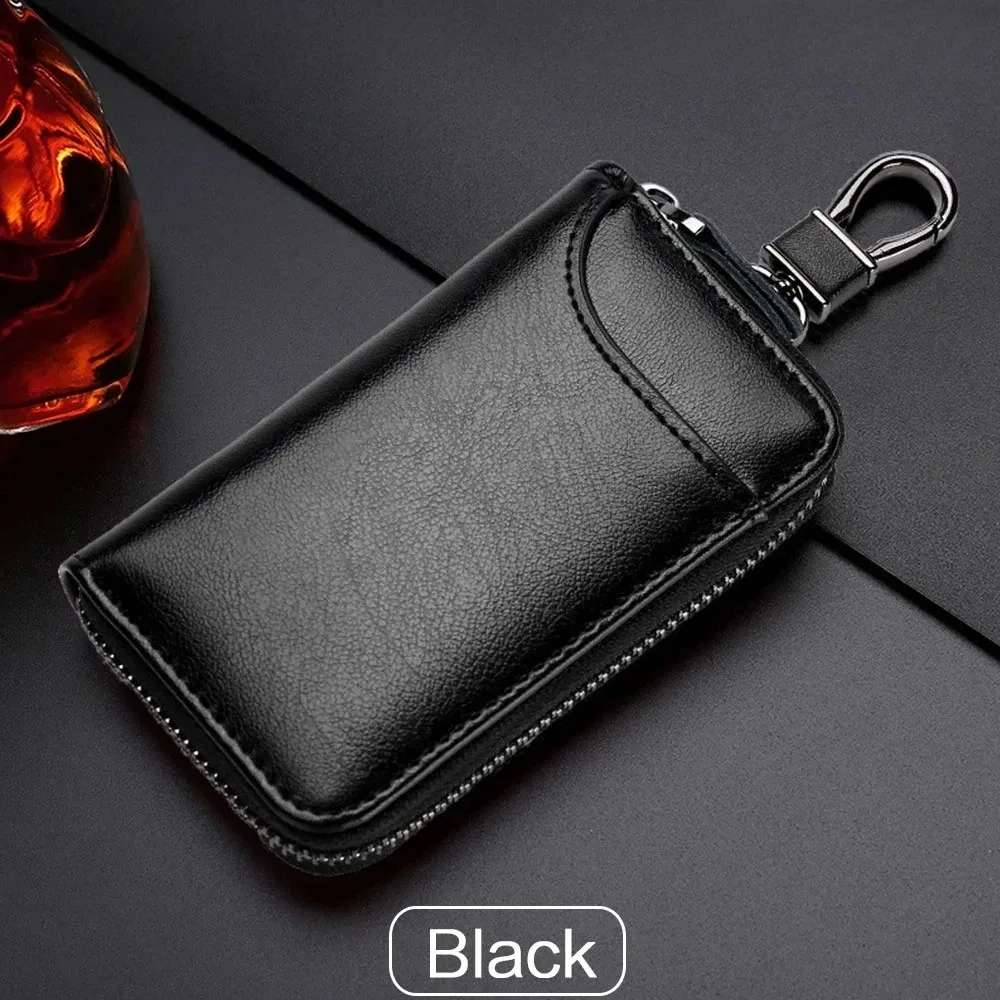 porte-clés en cuir véritable unisexe, sac à clés, organisateur multifonction, porte-monnaie, femme de ménage intelligente, petite étui pour clés de voiture, pochette pour clés
