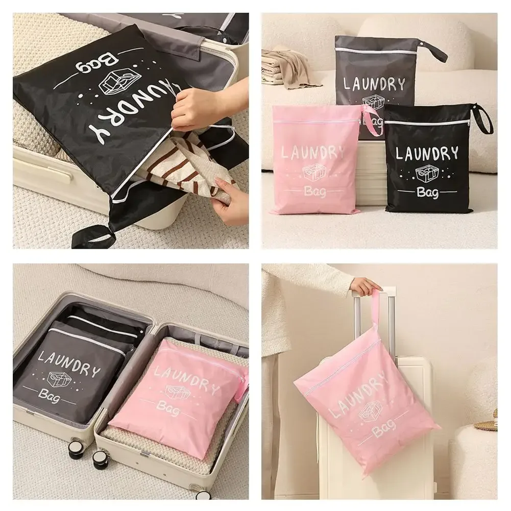 sac à linge de voyage avec fermeture éclair, pochette de rangement étanche pour vêtements sales, organisateur de linge portable à cordon pour valise/dortoir