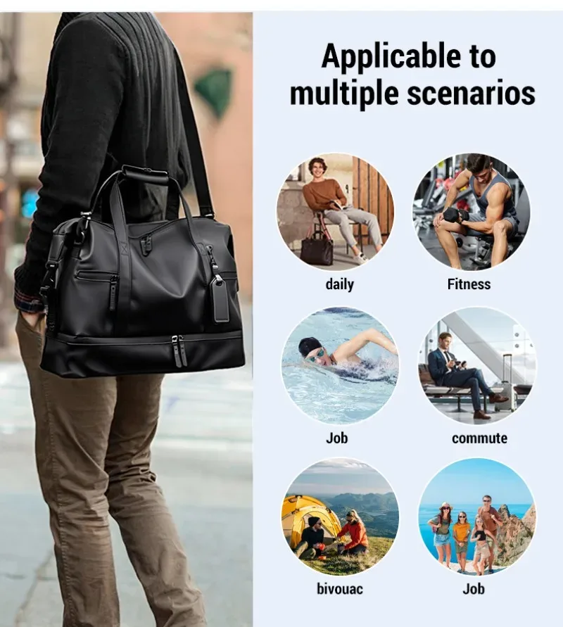 sac de sport de loisirs à la mode, sac de voyage simple pour voyage d'affaires, sac à main messager à bandoulière de grande capacité
