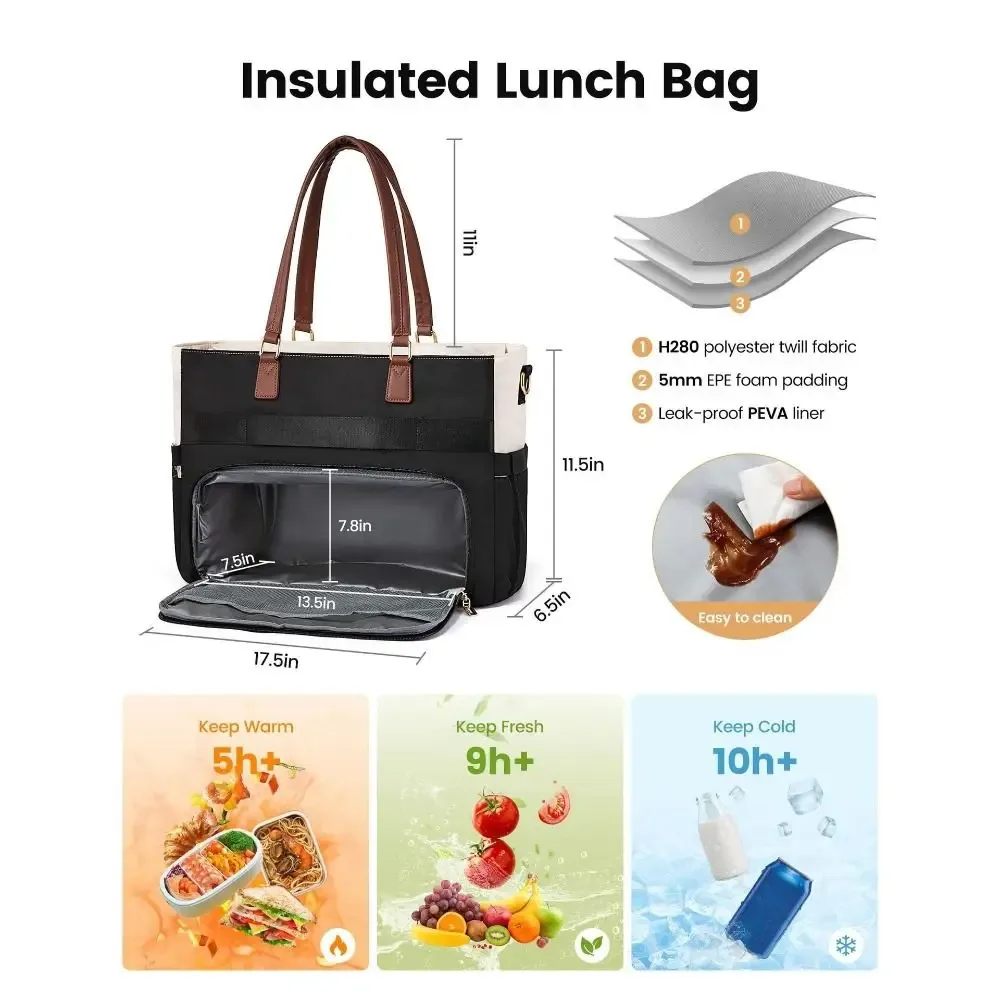 sac isotherme élégant grande capacité avec porte-gobelet, design 3-en-1, sac de travail, sac décontracté élégant résistant à l'eau, sac de voyage