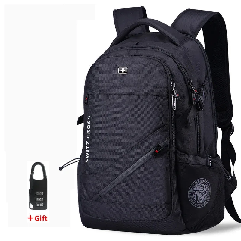 Sac à dos antivol pour homme Mochila Swiss avec port USB, sac à dos imperméable pour ordinateur portable de 15,6 pouces et 17 pouces, pour affaires et école