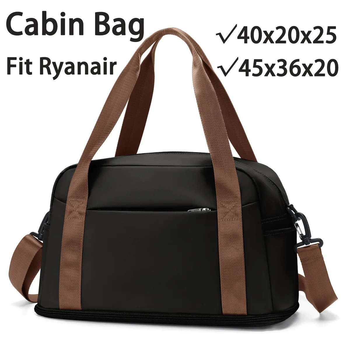 sac de cabine 40x20x25 ryanair, grand bagage à main maximum 45x36x20 pour hommes et femmes, sac de week-end fourre-tout de sport, sac polochon de voyage