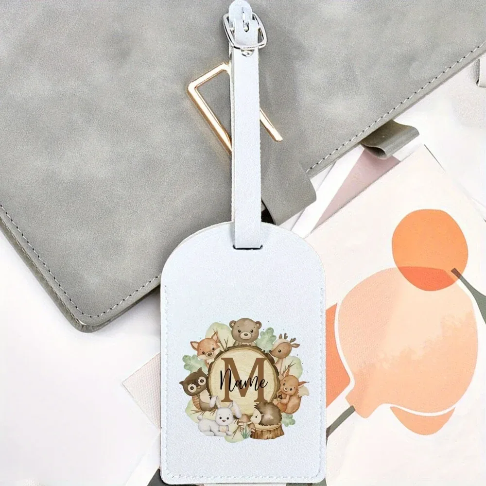 étiquette de bagage personnalisée avec nom - imprimé animal sauvage personnalisé (nom/numéro/iniciales) - identifiant de valise durable pour sacs de voyage