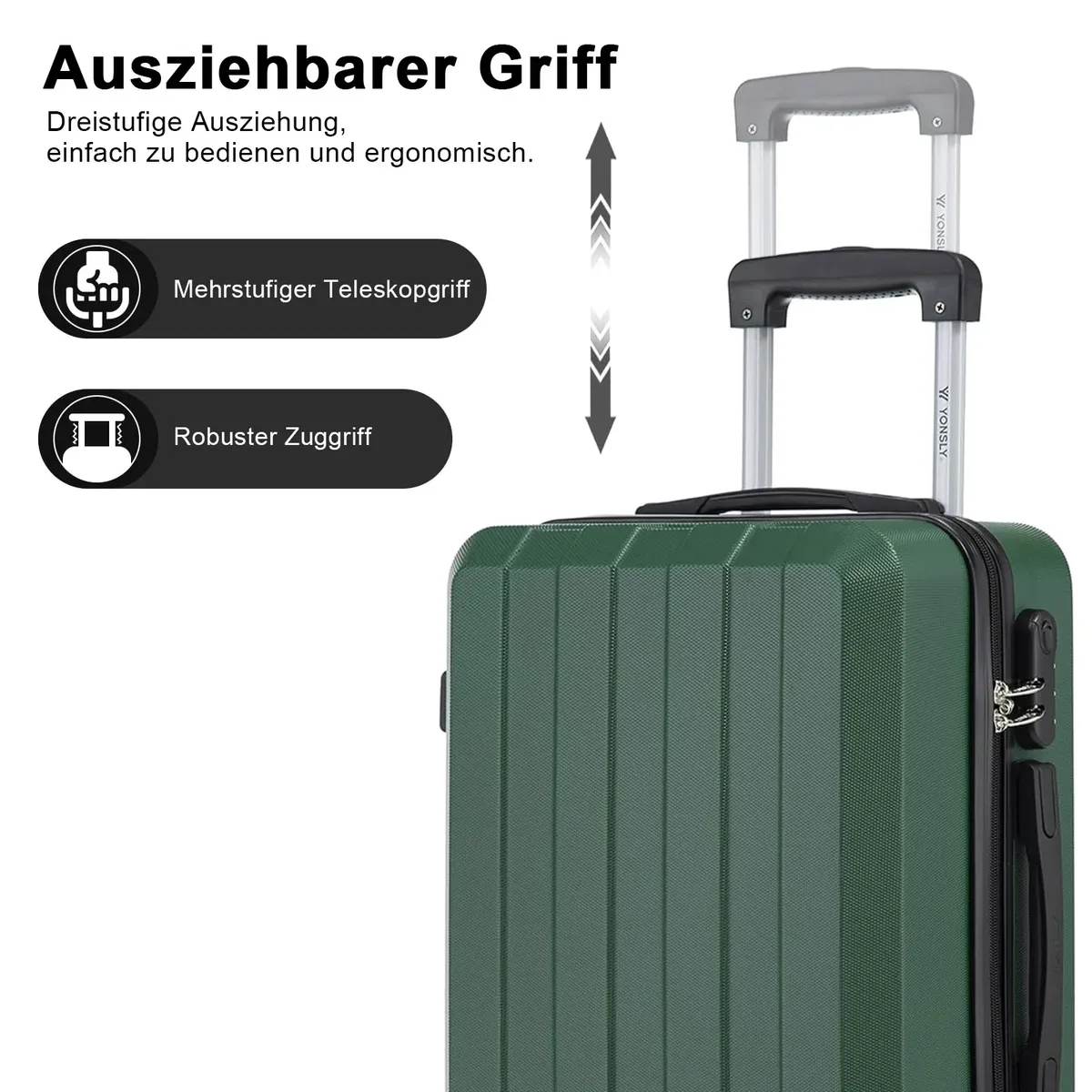 ensemble de 3 valises yonsly comprenant une valise de voyage extensible en nylon de 20 pouces, une trousse de toilette, une valise avec serrure à combinaison et 4 roulettes pivotantes à 360 degrés. °   roues, un spinner, un compartiment en maille et une poignée en caoutchouc souple pour les vacances