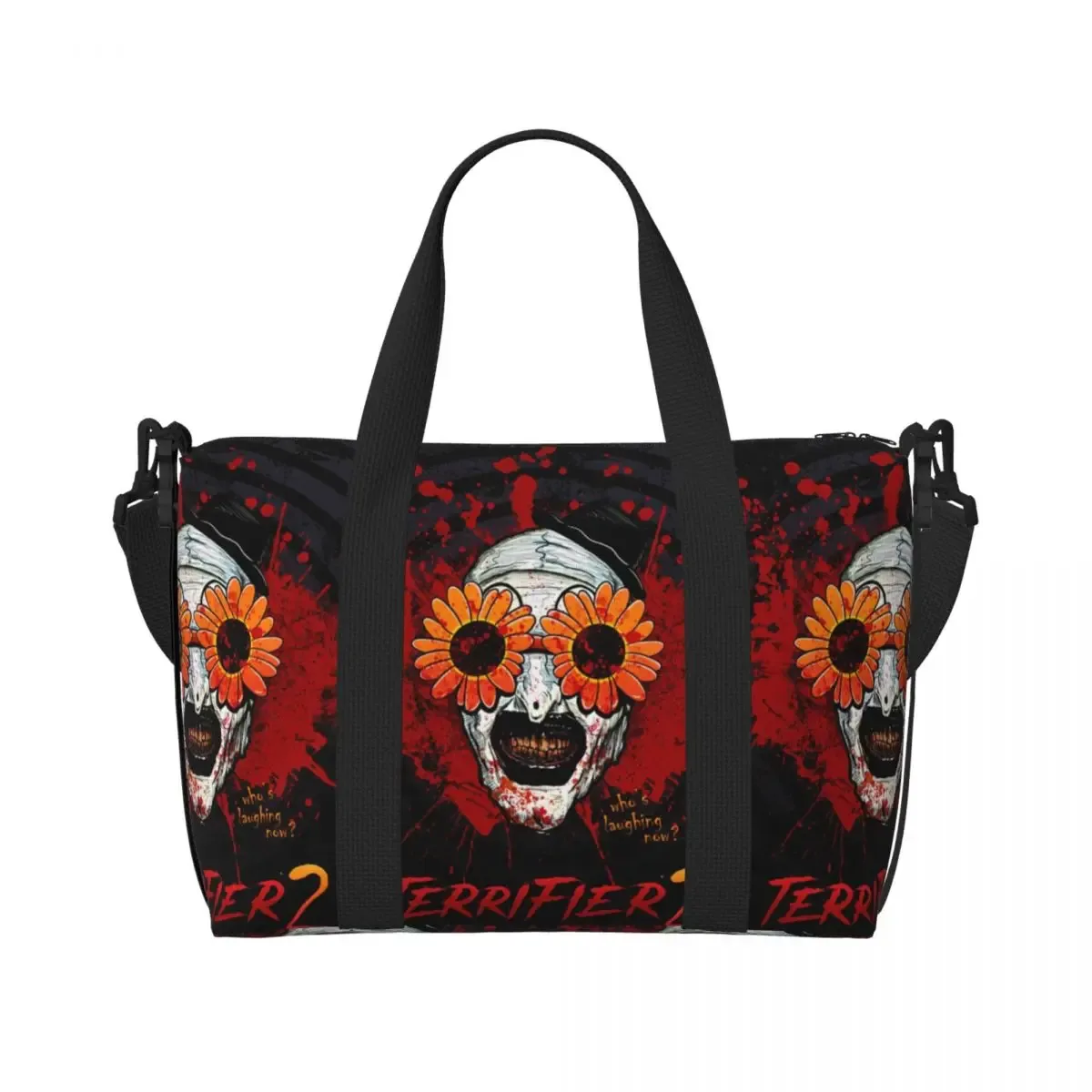 sac fourre-tout personnalisé t-terrifiers 3 halloween pour femmes, sacs de voyage de grande capacité pour plage et gymnastique
