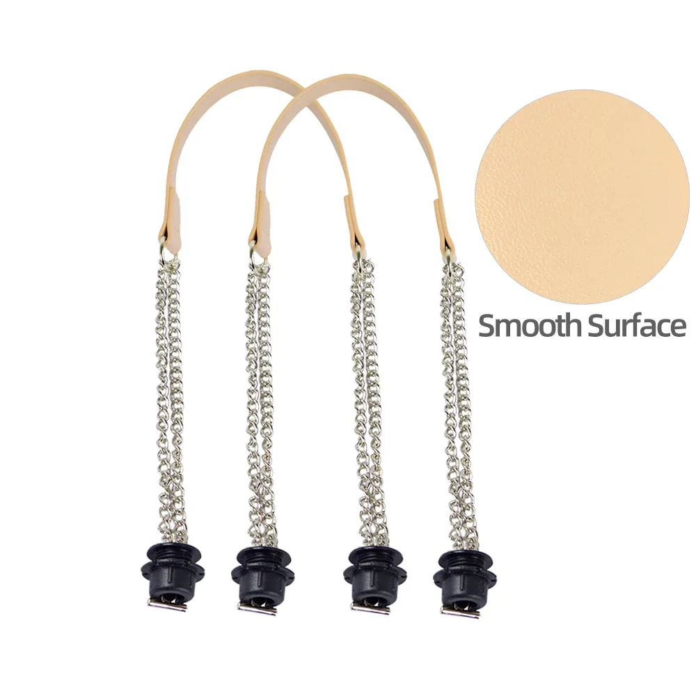 1 paire d'accessoires obag longues poignées en cuir sangles argent longue double chaîne sous les bras pour o sac fourre-tout femmes sacs à main à bandoulière