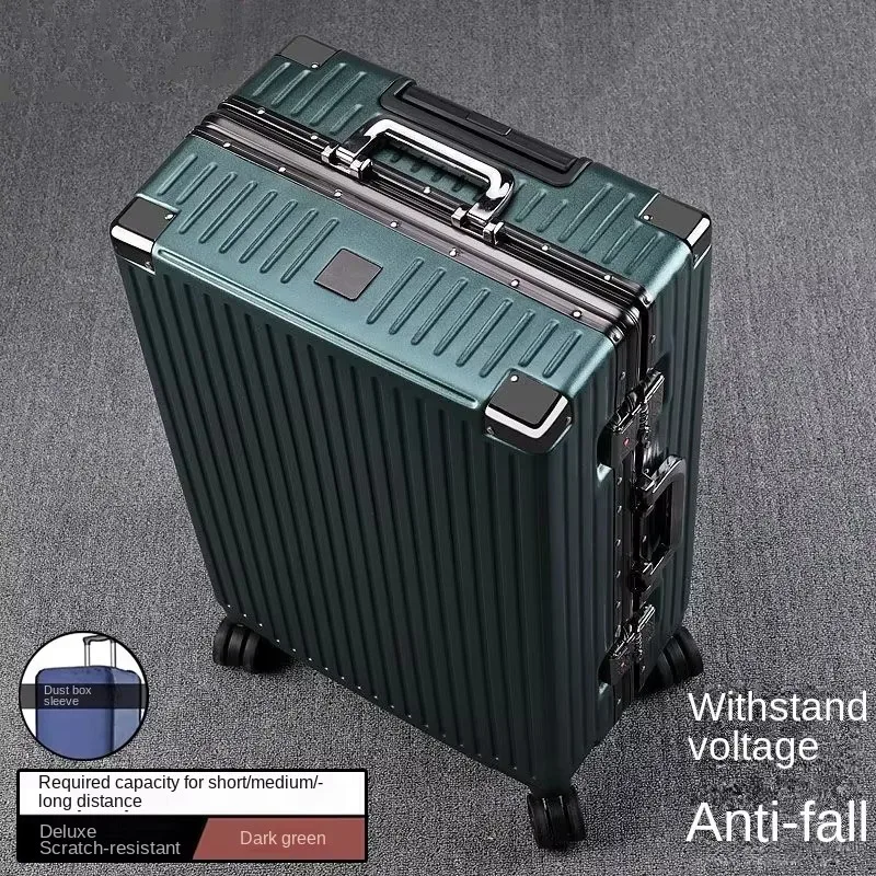 valise à cadre en aluminium, grande capacité, robuste et durable, avec serrure à combinaison, bagage cabine en pc épaissi, 20/22/24/26/28 pouces