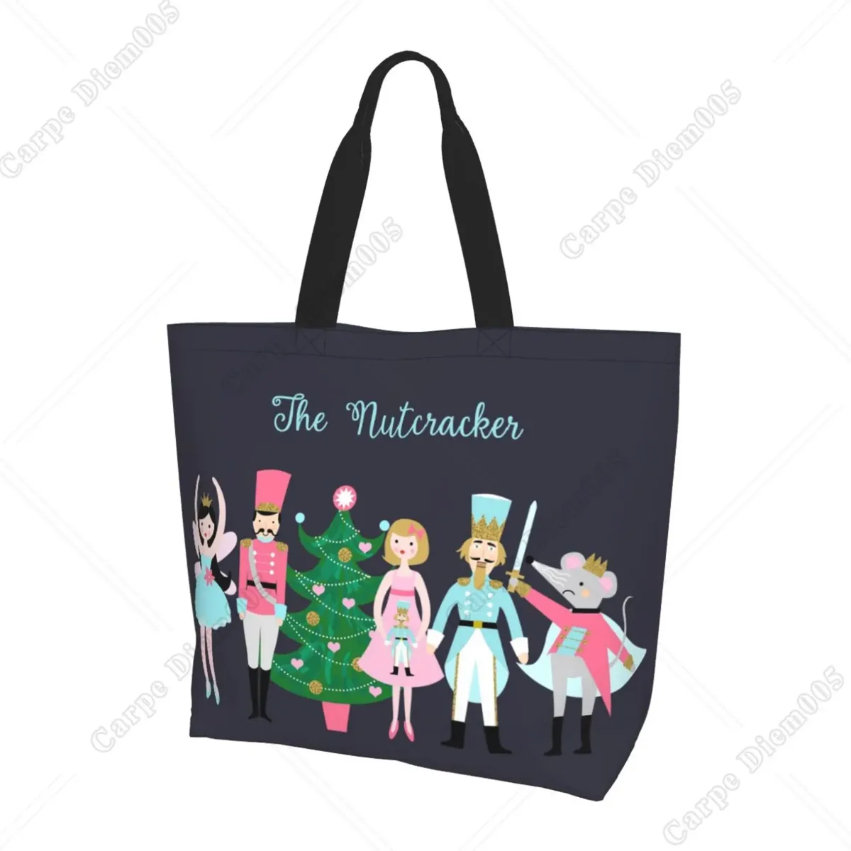 sac fourre-tout réutilisable pour femme, sac à main casse-noisette, sac à provisions, cadeau de travail, arbre de noël, marine, initié