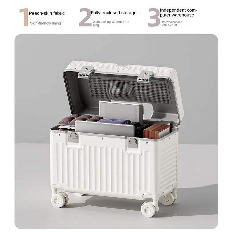 valise de cabine à roulettes 20 pouces, ouverture par le haut, en pc, avec cadre en aluminium épaissi et serrure tsa