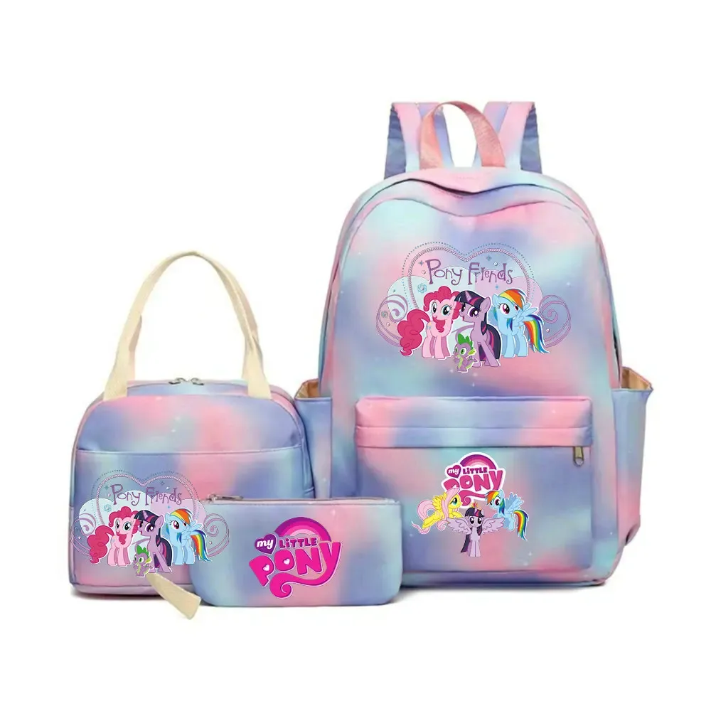 sac à dos my little pony, ensemble de 3 pièces, sac d'école pour étudiants, trousse à crayons, sac à dos de voyage pour adolescents, sac à dos décontracté pour ordinateur portable, mochilas