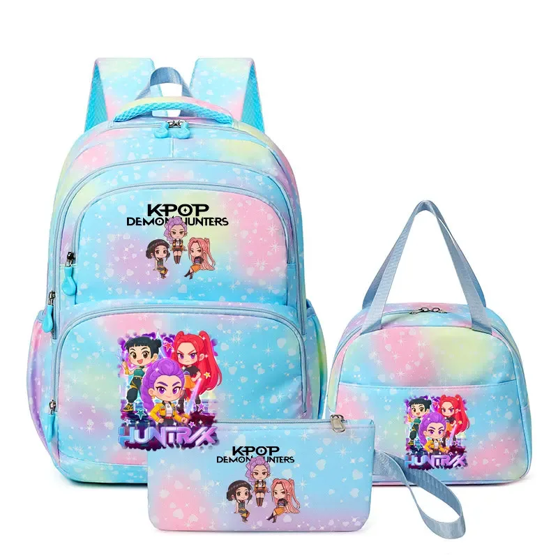 kpop demon hunters – sac à dos pour ordinateur portable pour filles, 3 pièces, sac à dos huntr/x pour adolescents, garçons et femmes, mochila de voyage pour usage quotidien