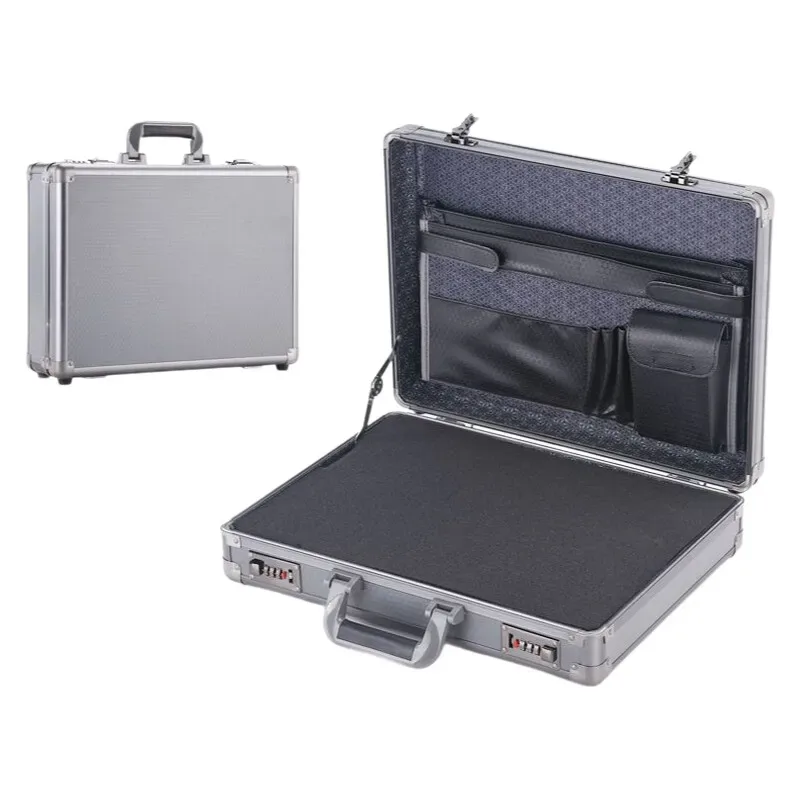 étui pour ordinateur portable verrouillable à cadre en aluminium-porte-documents de sécurité portable coffre-fort avec verrouillage par mot de passe pour fichiers informatiques