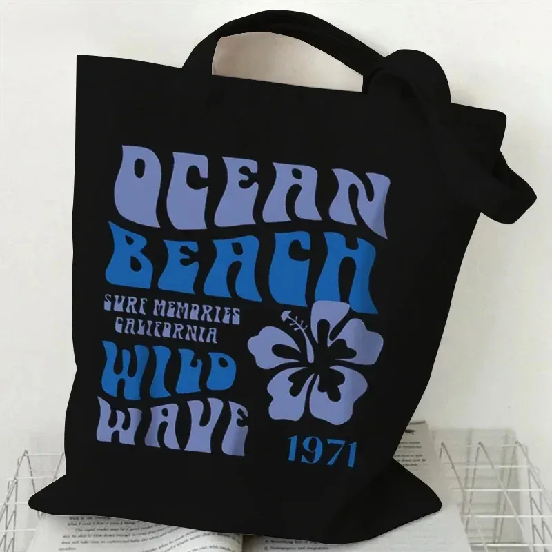 sac fourre-tout en toile à motif floral, sac de shopping réutilisable avec citation inspirante imprimée, sac à main écologique pour étudiantes, sac à bandoulière pour femmes