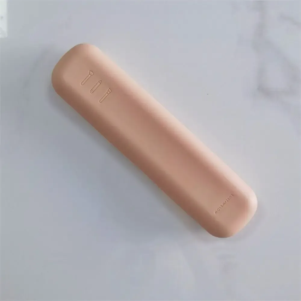 sac de rangement en silicone pour pinceaux de maquillage avec fermeture éclair, porte-pinceau de grande capacité, sac d'évaluation cosmétique, beige, rose, gris, ingent, nouveau