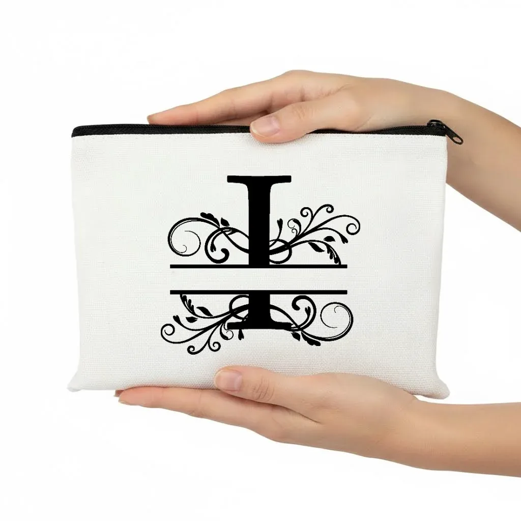 1pc trousse de maquillage personnalisable avec monogramme - pochette de voyage légère, pliable et durable avec fermeture éclair et impression de lettres personnalisées