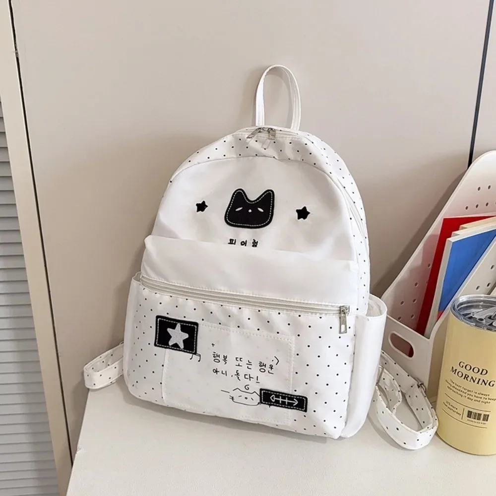 nouveau sac à dos à pois pour enfants, léger, multifonctionnel, grande capacité, blanc, dessin animé, mochilas d'extérieur