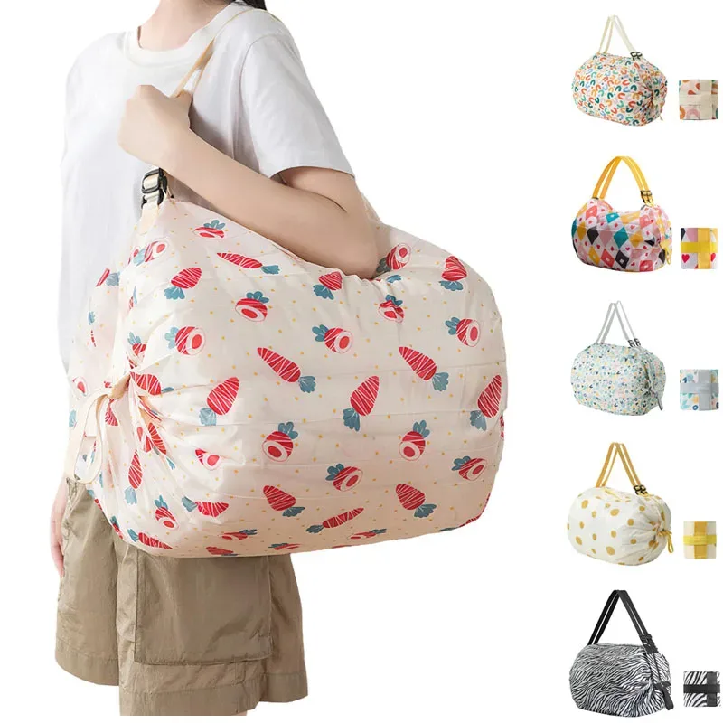 sacs de courses pliables, sac de rangement pliable avec poignée, sacs à main de voyage portables, sacs à main camouflage, sac en nylon de grande capacité, 1 pièce