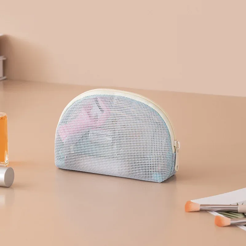 ensemble de trousses de maquillage en maille respirante 3 pièces, organiseur de toilette portable de voyage, rangement cosmétique étanche pour femmes et filles