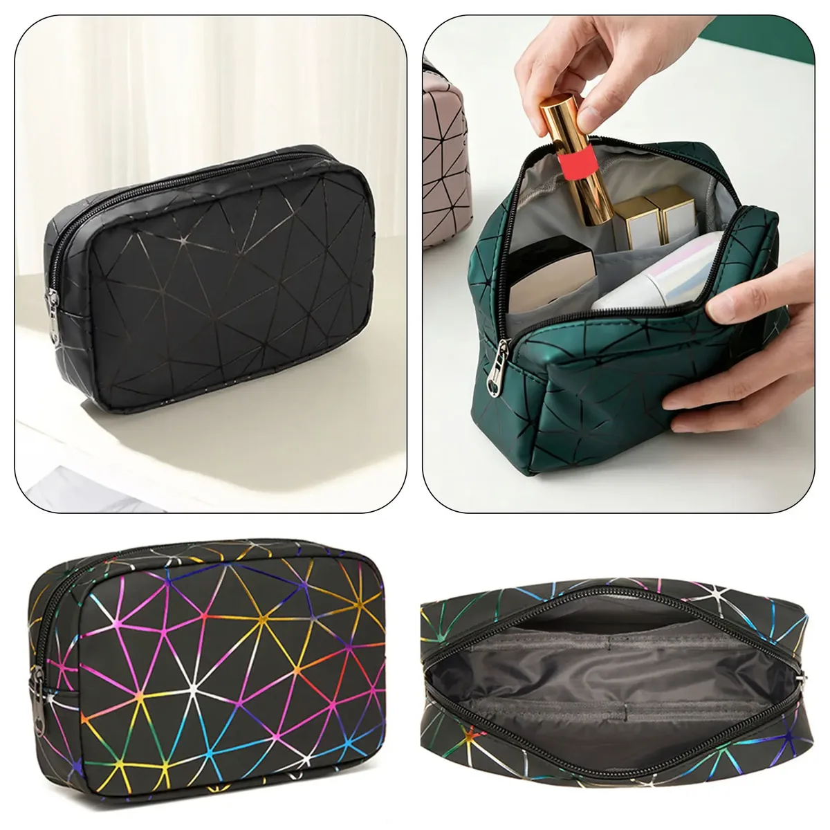 sac à cosmétiques pour femmes, pochette de rangement de maquillage étanche rétro, trousse de toilette de voyage, pour sac à pinceaux de maquillage, trousse de maquillage portable polyvalente