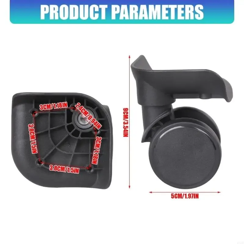 double roue remplacement plastique noir gris accessoire valise voyage affaires rechange facile installation silencieux stabilité surfaces iregulieres
