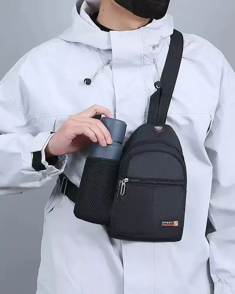 nouveau sac bandoulière imperméable, sac de poitrine tendance, sac multifonctionnel décontracté à une épaule avec porte-gobelet, sac à dos pour homme pour le voyage