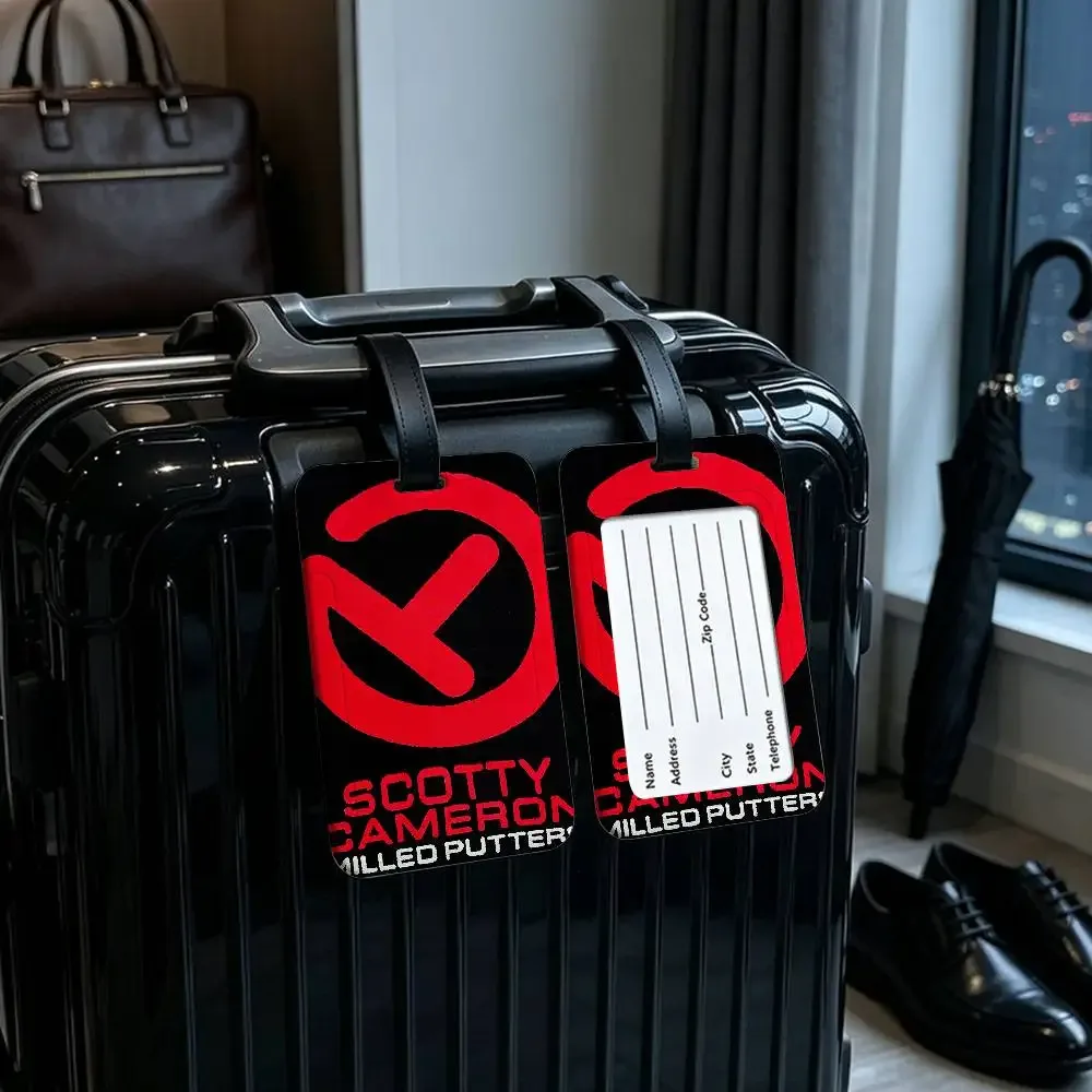 s-scotty c-cameron étiquette d'identification de bagage anti-perte en pvc, porte-carte d'informations amovible, étiquette de bagage de voyage