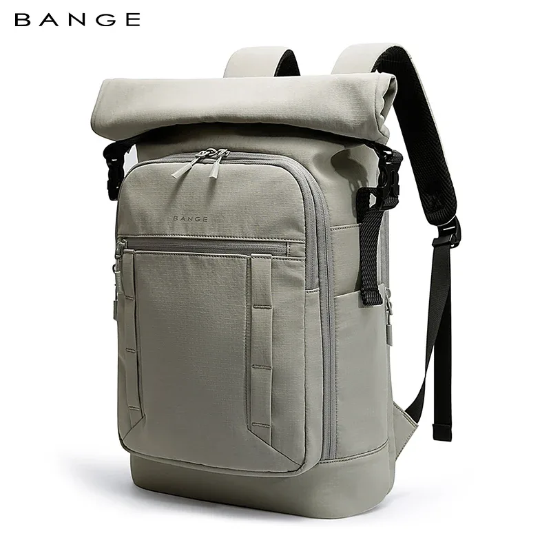 sac dos nylon gris clair décontracté poignée souple bandoulière arquée fermeture éclair expandable ultra léger informatique voyage urbain école sac quotidien