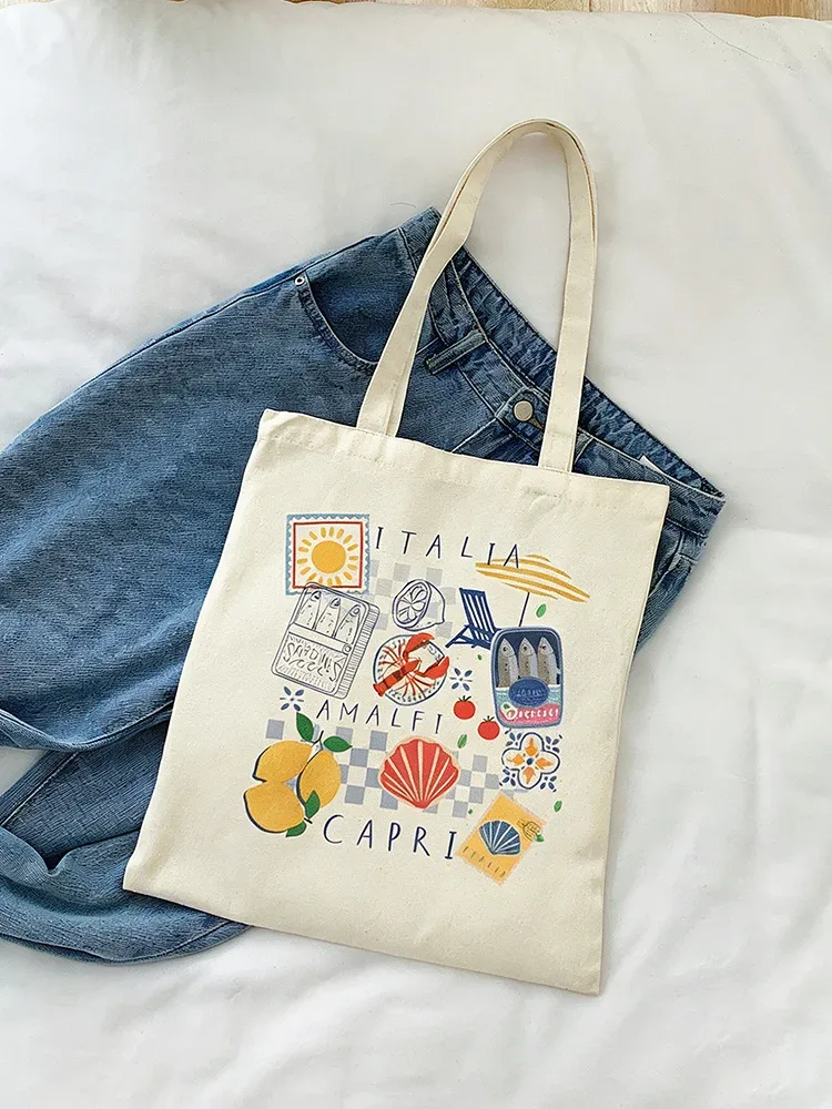 sac fourre-tout à motif capri italia, sac de plage, sacs de shopping, sacs à main, sacs à bandoulière en toile, sacs de shopping pour femmes, sacs de shopping de grande capacité, cadeau