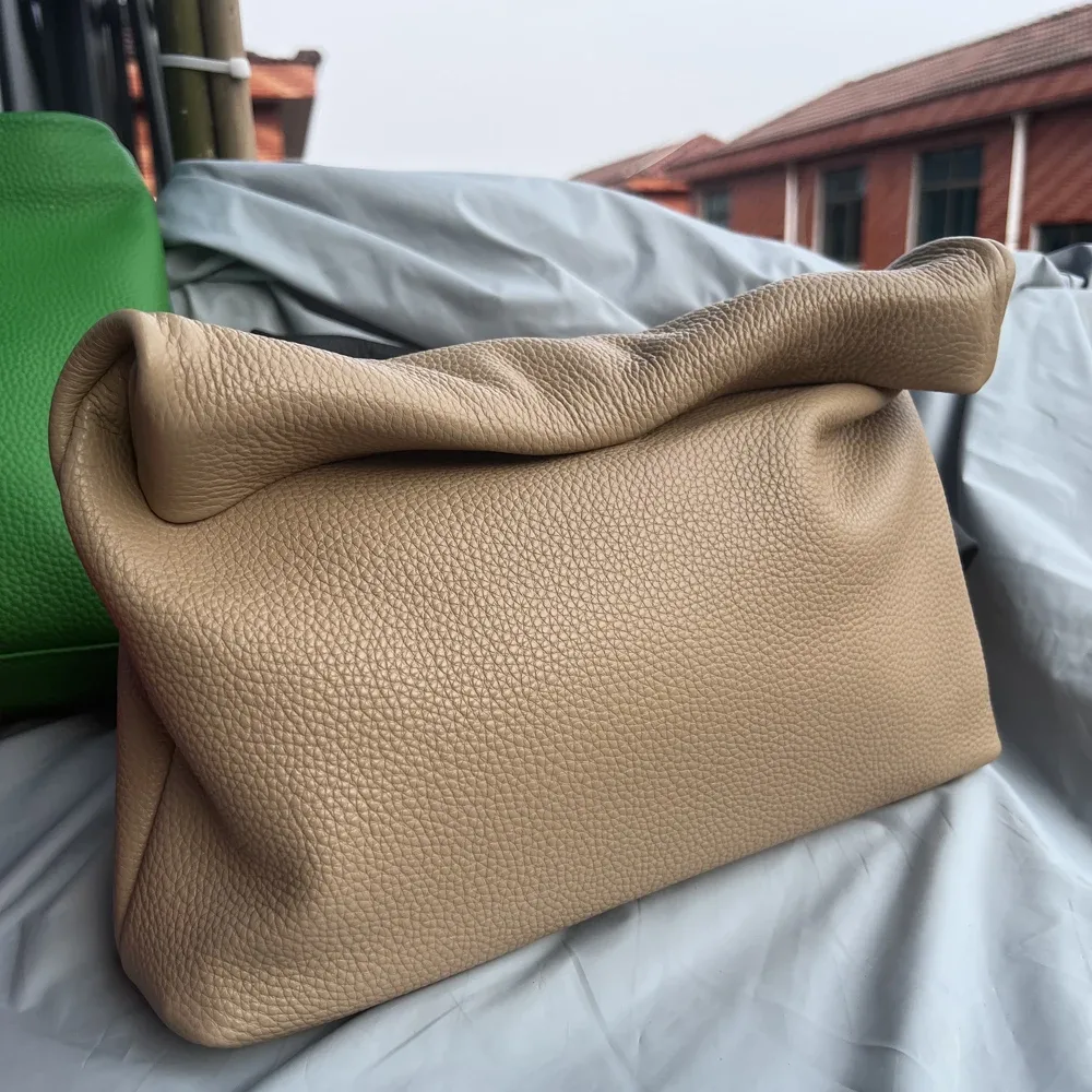 sac à main en cuir de vachette 100% authentique, sac à main pliable de haute qualité pour femmes, sac à main de créateur simple avec poignée magnétique