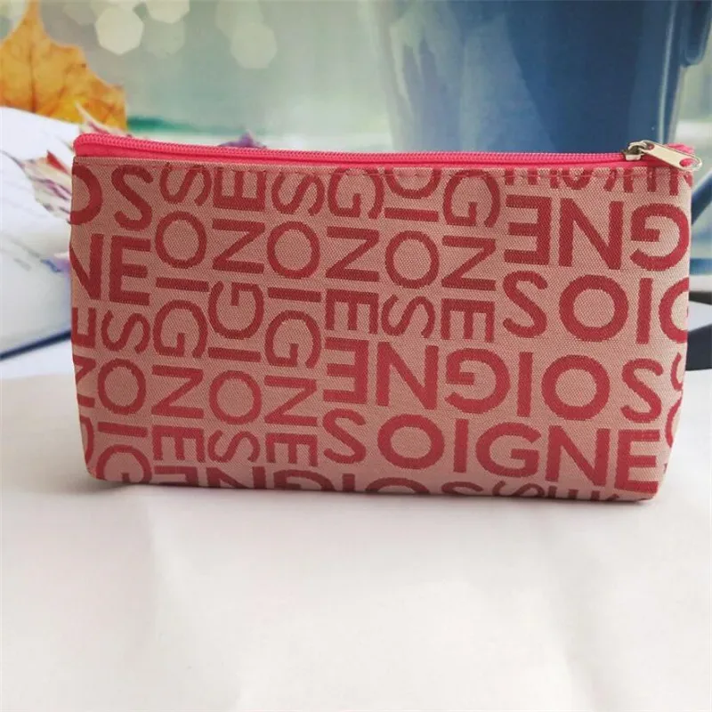 femmes sac cosmétique portable mignon multifonction beauté fermeture éclair voyage lettre sacs de maquillage pochette organisateur de toilette support de toilette