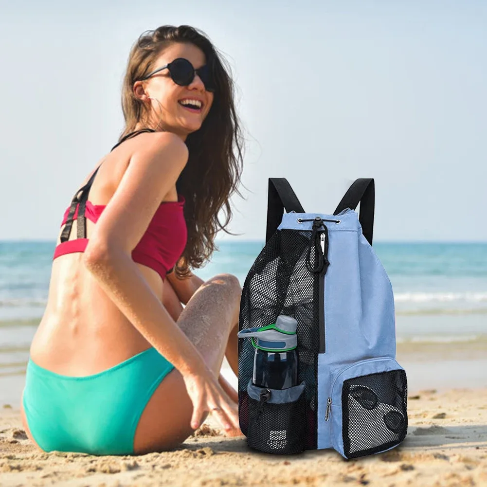 sacs de sport en filet à cordon de serrage pour la piscine, les sports, la plage – sac à dos en filet à cordon de serrage pour hommes, femmes, nageurs, équipement d'entraînement, sac à cordon