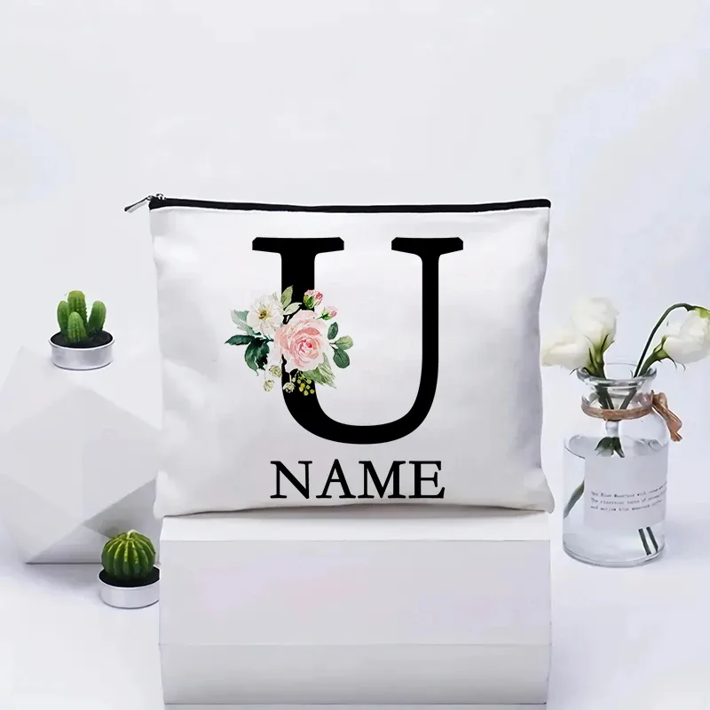 trousse de maquillage personnalisée avec nom, trousse de maquillage de voyage, trousse de maquillage de mariage, pochette cosmétique en toile pour fête, organisateur, cadeaux pour femme