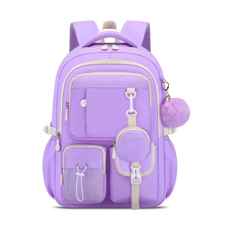 sac à dos scolaire pour filles, série love, léger, grande capacité, mignon et orthopédique, pour collégiennes.