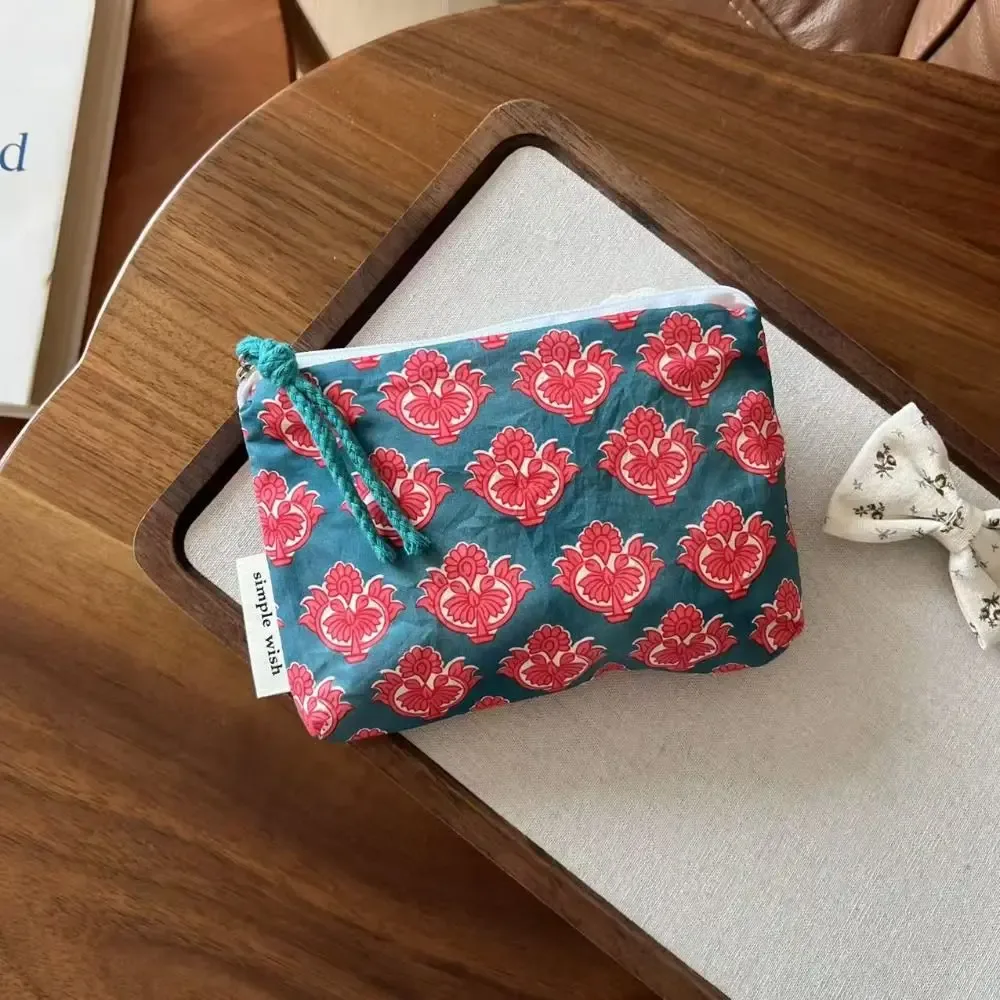 sac de serviette hygiénique vintage à la mode, mini porte-monnaie bohème de style indien, sac de voyage en coton à fermeture éclair, rangement pour cosmétiques, écouteurs, etc.