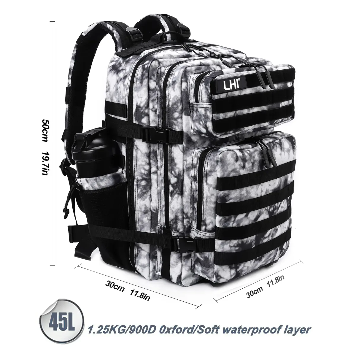 lhi 45l sac à dos tactique pour hommes et femmes grand athlète sac de sport sports de plein air randonnée survie sac à dos avec porte-bouteille