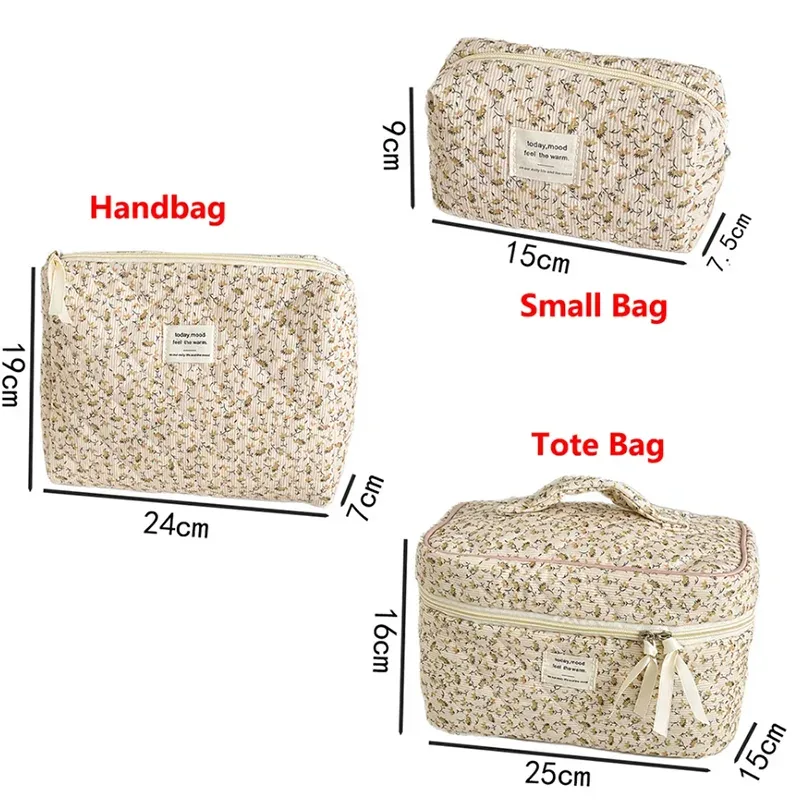 pochette cosmétique vintage pour femmes, imprimé floral, sac à main, organisateur de voyage, sac de rangement pour maquillage, grande capacité, sac matelassé pour cadeau